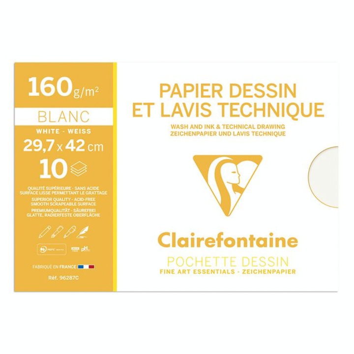 Papier Dessin et Lavis Technique 160 g/m² Pochette - Clairefontaine - Rougier et Plé