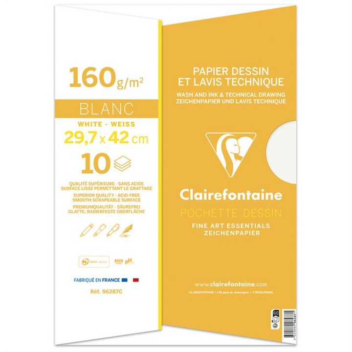 Papier Dessin et Lavis Technique 160 g/m² Pochette - Clairefontaine - Rougier et Plé