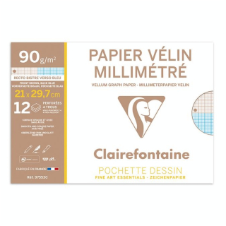 Papier Vélin Millimétré A4 21 x 29.7 cm 90 g/m² - Clairefontaine - Rougier et Plé