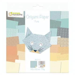 Papier Origami 20 x 20 cm 60 Feuilles Fourrures - Avenue Mandarine - Rougier et Plé