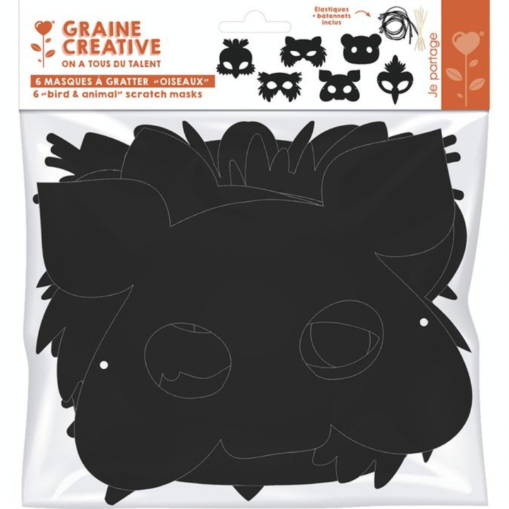 Masque à gratter Enfant 6 pcs Animaux - Graine Créative - Rougier et Plé