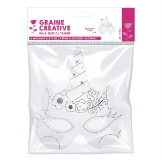 Masque en carton Enfant 6 pcs Licorne - Graine Créative - Rougier et Plé