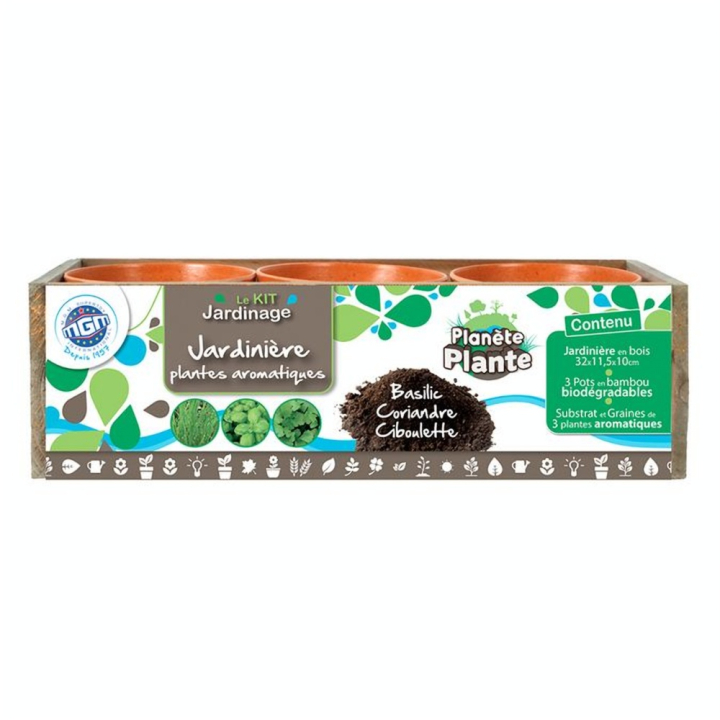 Jardinière en Bois 3 Plantes Aromatiques - MGM - Rougier et Plé