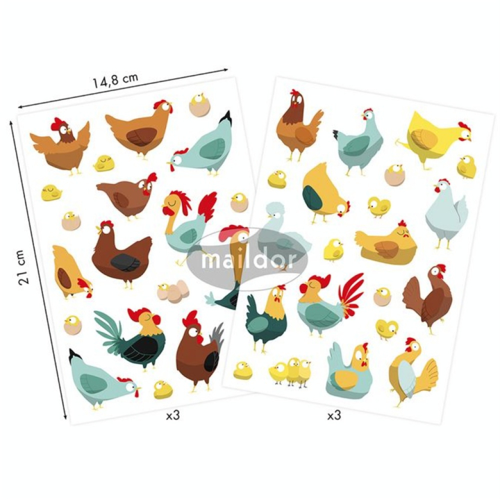 Gommettes Baby 14.8 x 21 cm 6 pcs Poules - Maildor - Rougier et Plé