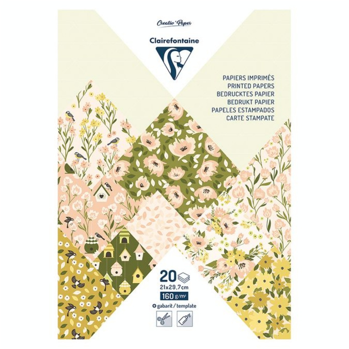 Papier imprimé A4 21 x 29.7 cm Bloc de 20 feuilles Printemps - Clairefontaine - Rougier et Plé