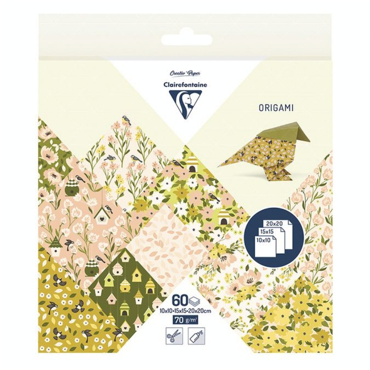 Papier Origami 60 feuilles 3 formats Printemps - Clairefontaine - Rougier et Plé
