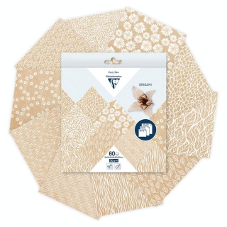 Papier Origami 60 feuilles 3 formats Kraft Floral - Clairefontaine - Rougier et Plé