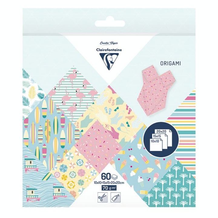 Papier Origami 60 feuilles 3 formats California - Clairefontaine - Rougier et Plé