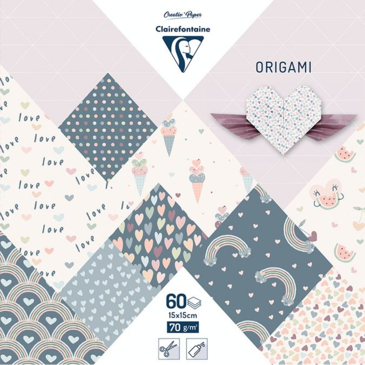 Papier Origami 60 feuilles 15 x 15 cm Little Love - Clairefontaine - Rougier et Plé