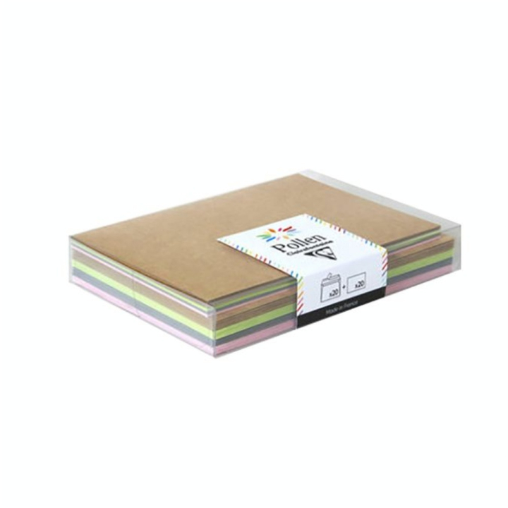 Coffret Pollen 20 Enveloppes et 20 Cartes Nature - Clairefontaine - Rougier et Plé