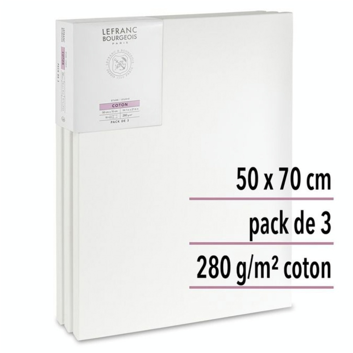 Lot de 3 Châssis Toiles Étude Coton 50 x 70 cm - Lefranc Bourgeois - Rougier et Plé