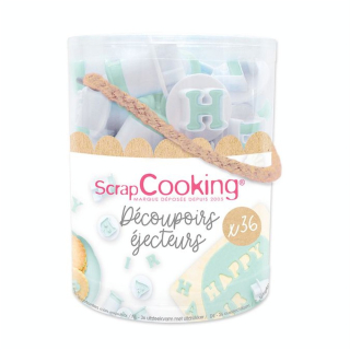 Découpoirs Ejecteurs Lettres & Chiffres Seau de 36 pcs - ScrapCooking - Rougier et Plé