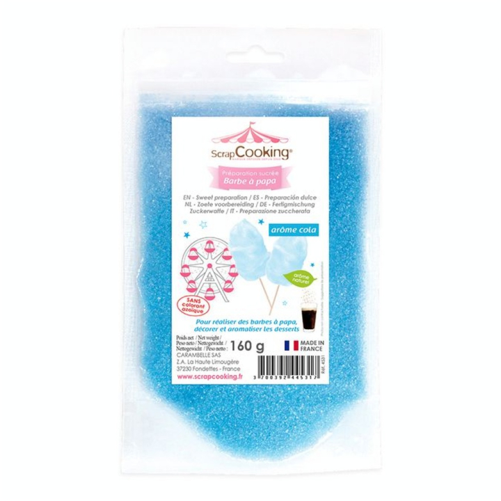 Sucre Barbe à Papa 160 g Bleu Arôme Cola - ScrapCooking - Rougier et Plé