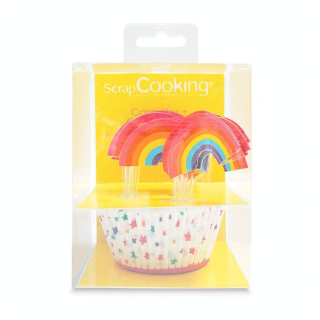 Caissettes + Cake Toppers 48 pcs Rainbow - ScrapCooking - Rougier et Plé