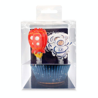Caissettes + Cake Toppers 48 pcs Espace - ScrapCooking - Rougier et Plé