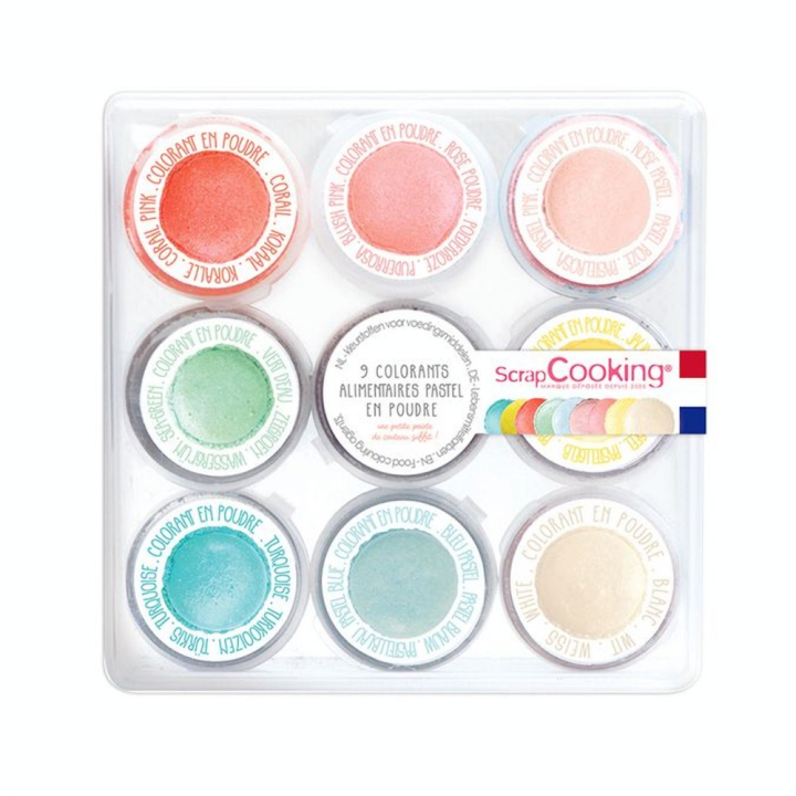 Colorant Alimentaire en Poudre 9 pcs Pastel - ScrapCooking - Rougier et Plé