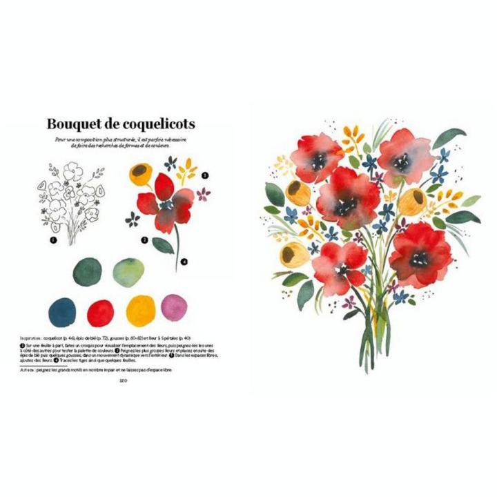 Livre tout peindre à l'aquarelle - Les Fleurs - Hachette - Rougier et Plé