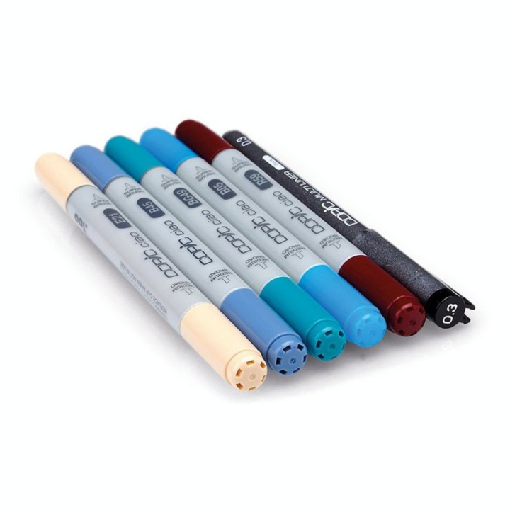 Marqueur Ciao Manga set 2 - 5 feutres + multiliner - Copic - Rougier et Plé