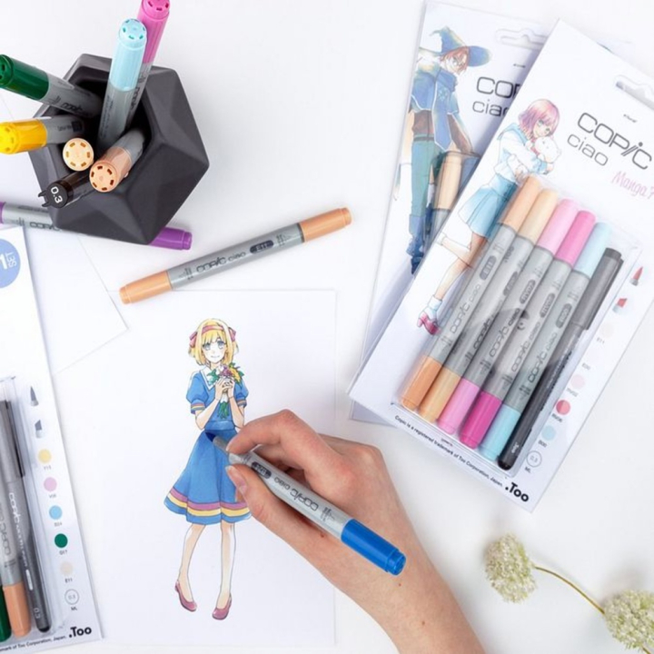 Marqueur Ciao Manga set 2 - 5 feutres + multiliner - Copic - Rougier et Plé