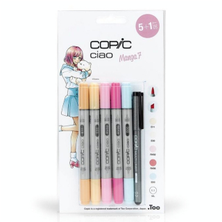 Marqueur Ciao Manga set 7 - 5 feutres + multiliner - Copic - Rougier et Plé