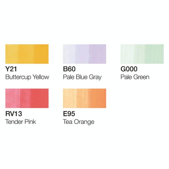 Marqueur Ciao set Pastel - 5 feutres + multiliner - Copic - Rougier et Plé