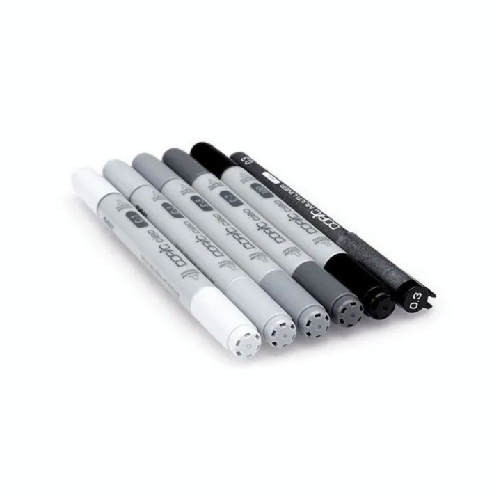 Marqueur Ciao set Gris Froid - 5 feutres + multiliner - Copic - Rougier et Plé