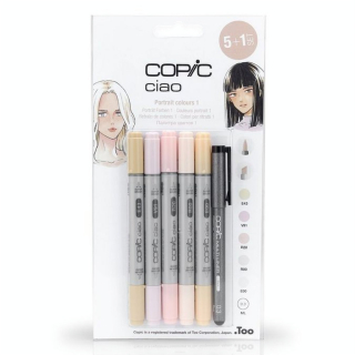 Marqueur Ciao Portrait set 1 - 5 feutres + multiliner - Copic - Rougier et Plé