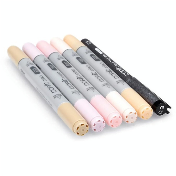 Marqueur Ciao Portrait set 1 - 5 feutres + multiliner - Copic - Rougier et Plé