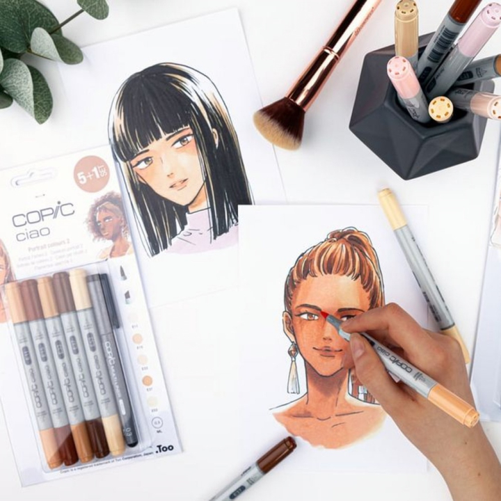 Marqueur Ciao Portrait set 2 - 5 feutres + multiliner - Copic - Rougier et Plé