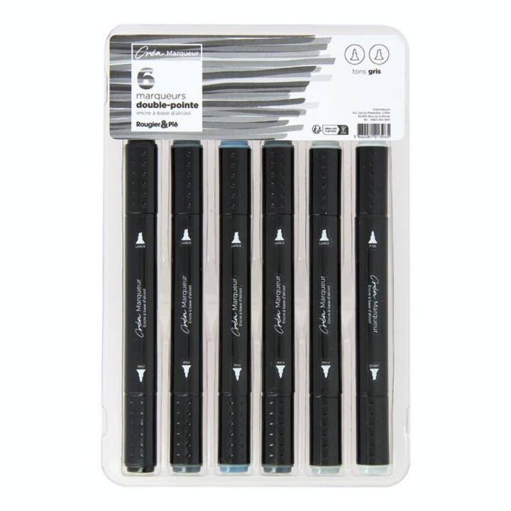 Feutre Créamarker Set Gris 6 pcs - Créa - Rougier et Plé