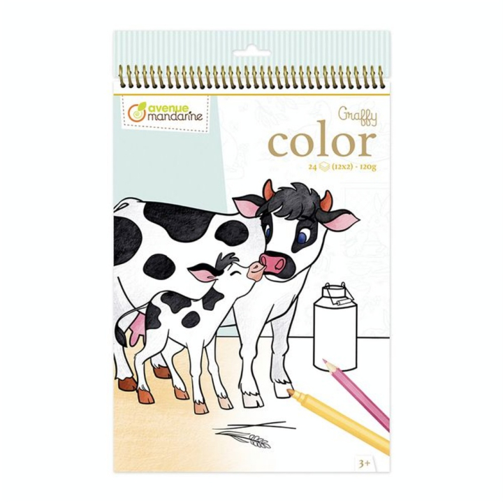 Carnet de coloriage Graffy Color Animaux de la ferme - Avenue Mandarine - Rougier et Plé