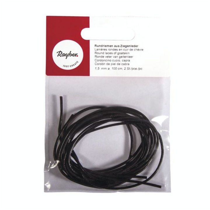 Lanière ronde en cuir Ø 1,5 mm 100 cm 2 pcs - Rayher - Rougier et Plé