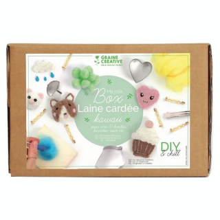 Coffret DIY Ma Jolie Box Laine cardée Kawaii - Graine Créative - Rougier et Plé