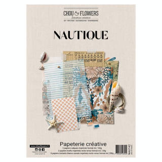 Kit Papier imprimé A4 21 x 29.7 cm Papèterie Créative Nautique 10 pcs - Chou & Flowers - Rougier et Plé