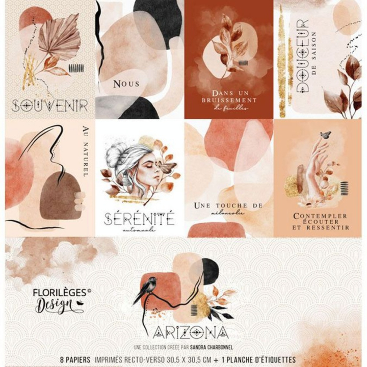 Papier à motifs set Arizona 8 pcs - Florilèges Design - Rougier et Plé