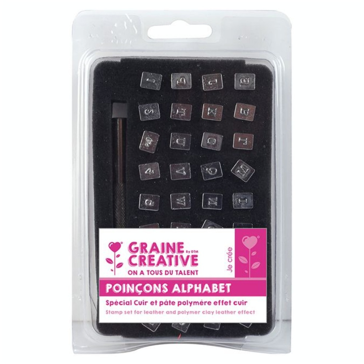 Poinçons Alphabet + Chiffres Spécial cuir 36 pcs - Graine Créative - Rougier et Plé