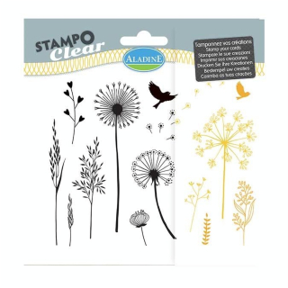 Tampon Stampo Clear Graminées 14 pcs - Aladine - Rougier et Plé