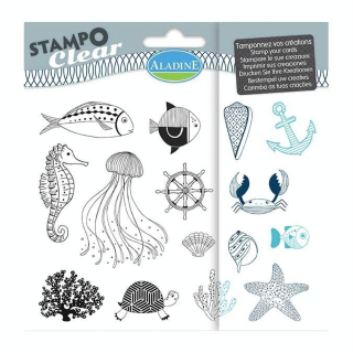 Tampon Stampo Clear Poissons 15 pcs - Aladine - Rougier et Plé