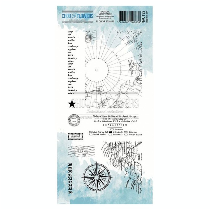 Tampon transparent 10 x 21 cm Carte Vintage 10 pcs - Chou & Flowers - Rougier et Plé