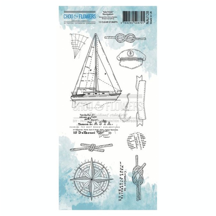 Tampon transparent 10 x 21 cm Navigation 12 pcs - Chou & Flowers - Rougier et Plé