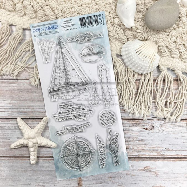 Tampon transparent 10 x 21 cm Navigation 12 pcs - Chou & Flowers - Rougier et Plé