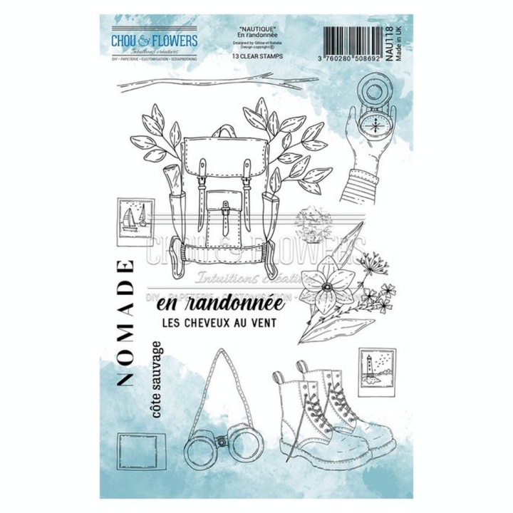 Tampon transparent A5 15 x 21 cm En randonnée 13 pcs - Chou & Flowers - Rougier et Plé