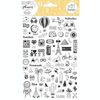 Tampon Stampo Planner Carnet de voyage 81 pcs - Aladine - Rougier et Plé