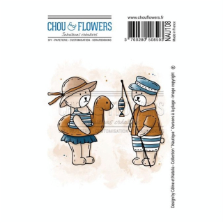 Tampon Cling 9.5 x 13.5 cm Oursons à la plage 2 pcs - Chou & Flowers - Rougier et Plé