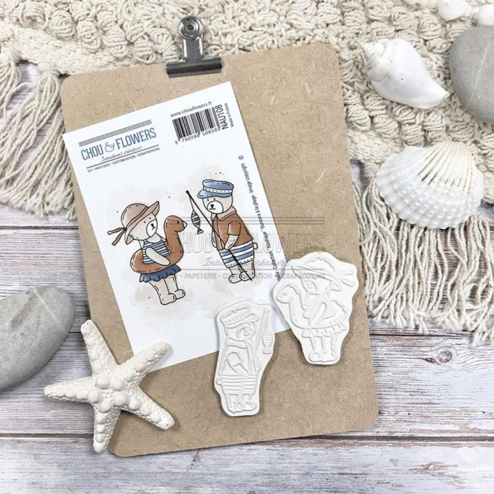 Tampon Cling 9.5 x 13.5 cm Oursons à la plage 2 pcs - Chou & Flowers - Rougier et Plé