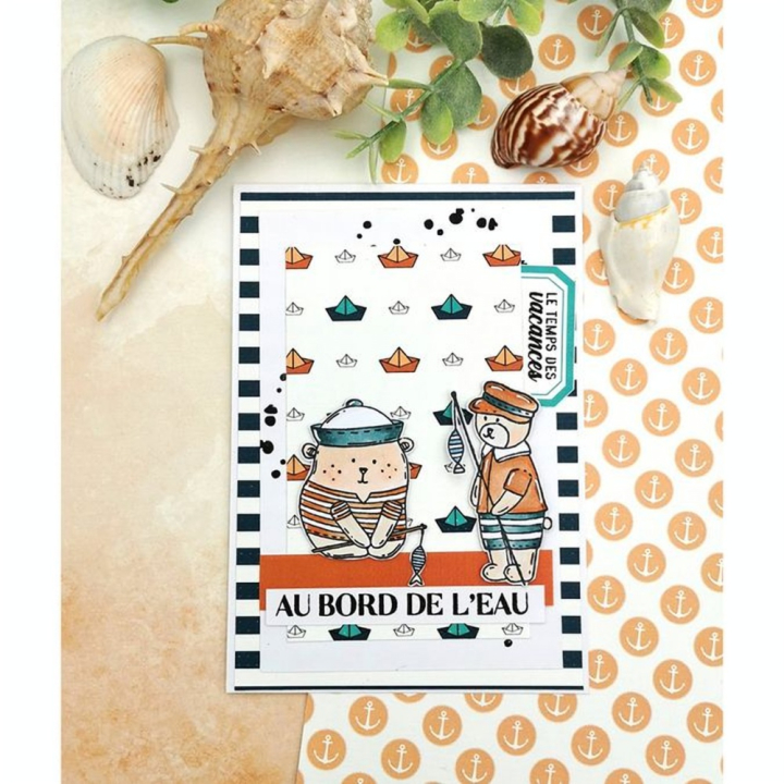 Tampon Cling 9.5 x 13.5 cm Oursons à la plage 2 pcs - Chou & Flowers - Rougier et Plé
