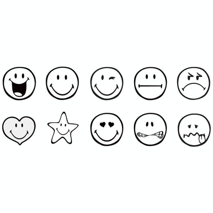 Tampons pré-encrés Smiley 10 pcs - Aladine - Rougier et Plé
