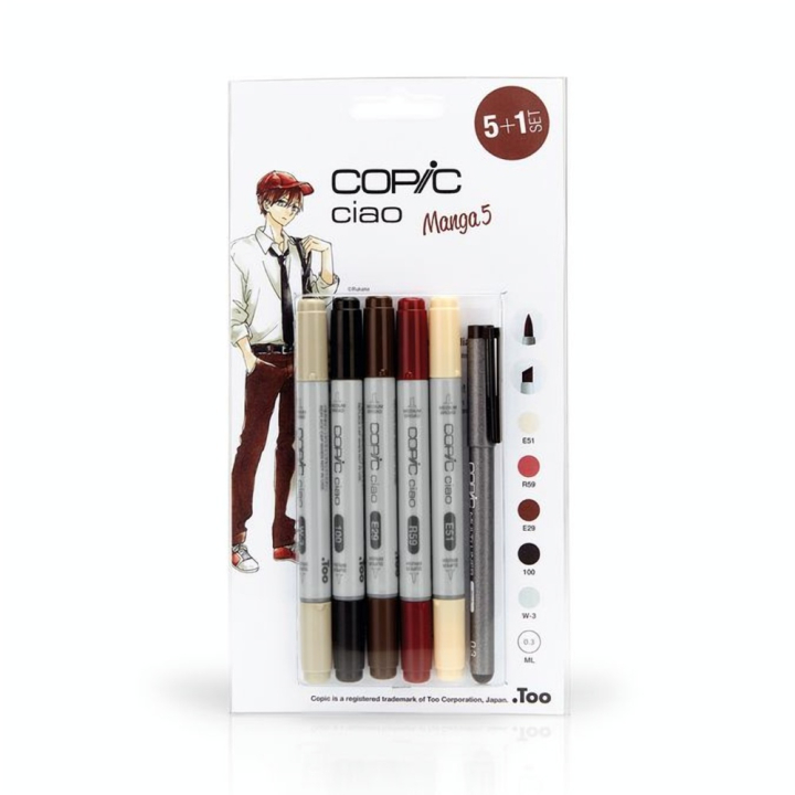 Marqueur Ciao 5 + 1 Manga 5 - Copic - Rougier et Plé