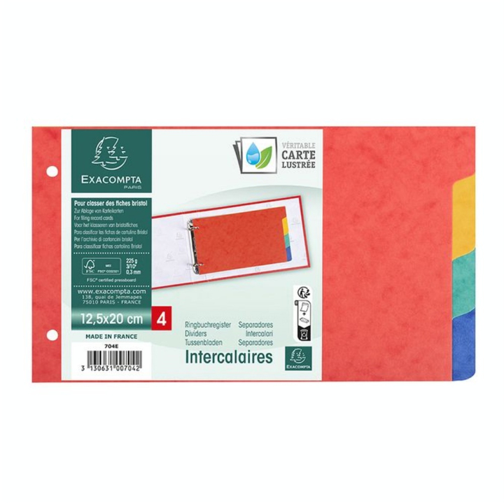 Intercalaires pour Fiches Bristol 12.5 x 20 cm 4 positions - Exacompta - Rougier et Plé