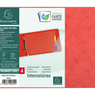 Intercalaires pour Fiches Bristol A5 14.8 x 21 cm 4 positions - Exacompta - Rougier et Plé